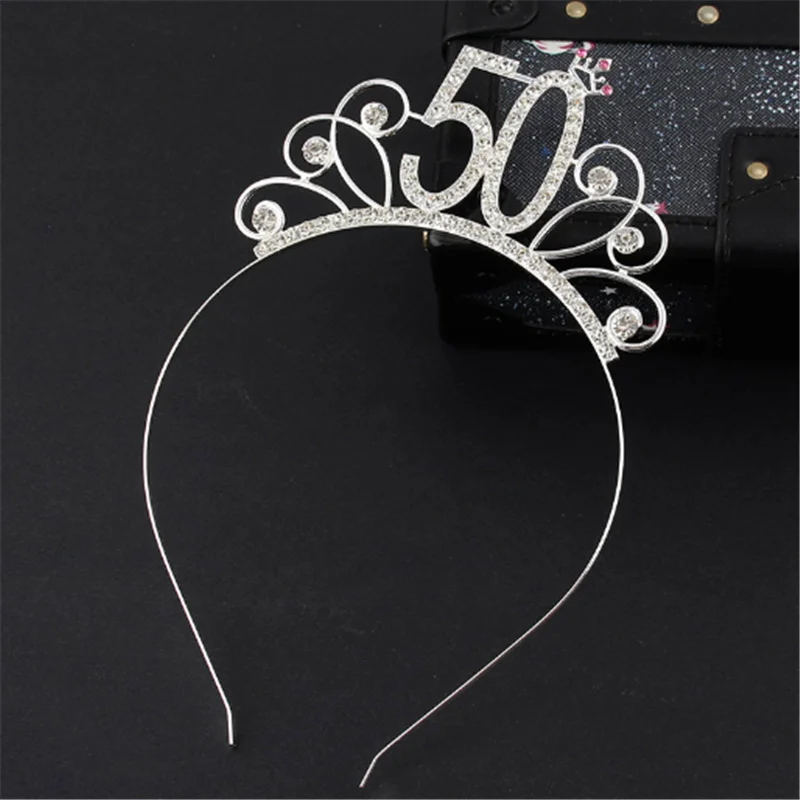 Alloy Numbers 18 20 30 40 50 Happy Birthday 60 Years Old Hair Accessories Headband Bachelor Party Hen Party 18 Years Old Adult images - 6