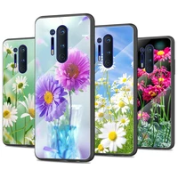 like daisy flower tempered glass cover for oneplus 9 r 8t 8 nord z 7 7t pro 5g silicone phone case coque