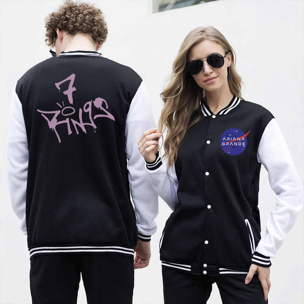 

2021S Ariana Grande Men's Jacket Hip Hop Harajuku Streetwear Bomber Jacket Men Baseball Coats Loose Wild Unisex Couples Jacket