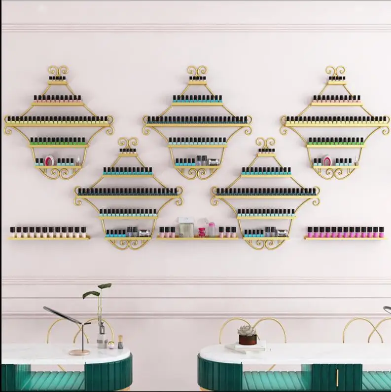 

Маникюрная полка витрина в европейском стиле настенная подвесная полка Tieyi для маникюрного магазина настенная полка сетка Красная полка дл...