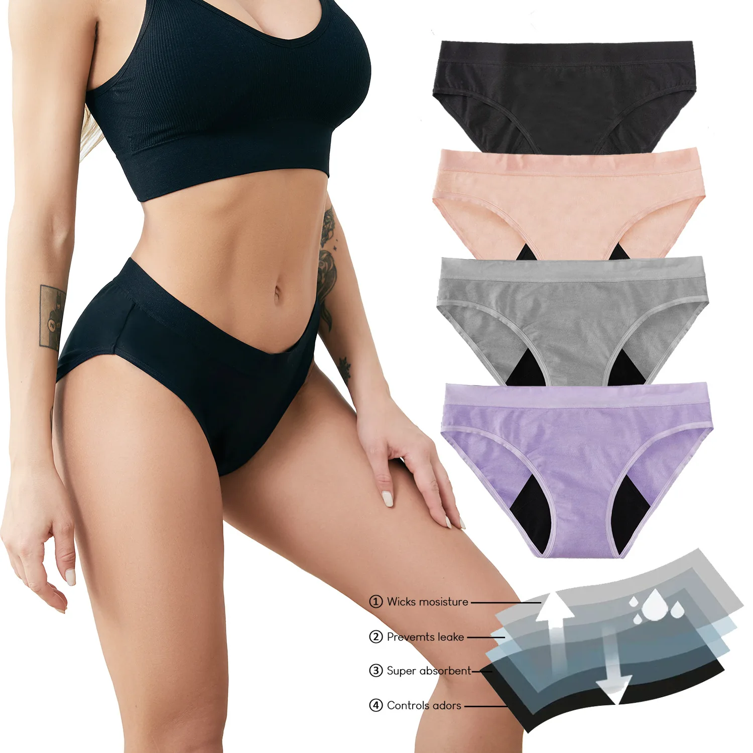

Menstrual Period Cotton Brief Absorbent Panties Period Panties Maternity & Postpartum Underwear for Women/girls