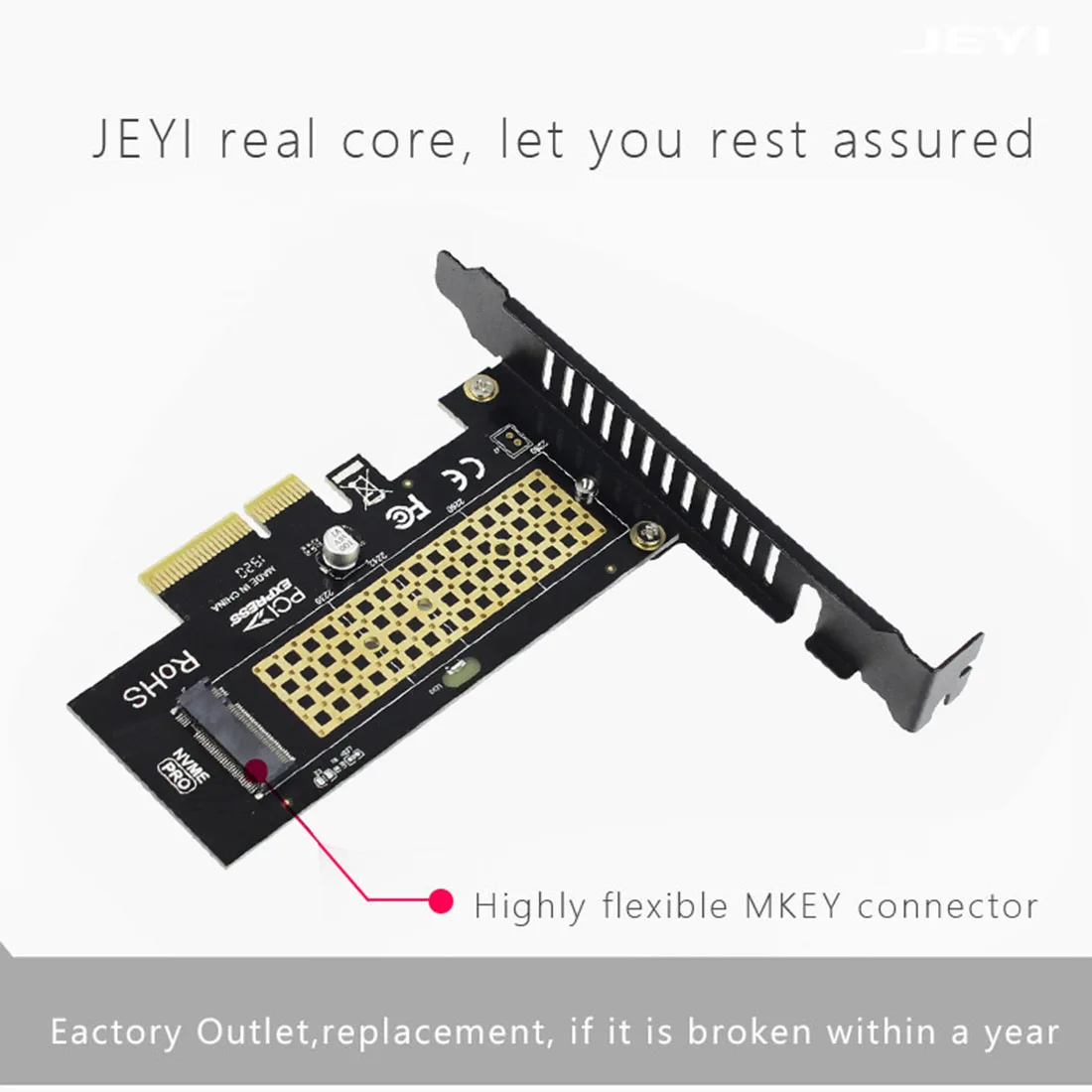 

JEYI SK4 M.2 SSD TO PCIE X4 Adapter M Key Interface Card Suppor PCI Express 4.0 x4 for NVMe 2230-2280 Size m.2 FULL SPEED