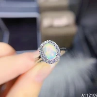 fine jewelry 925 sterling silver inlaid with natural gem womens luxury elegant oval white opal adjustable ring support detectio