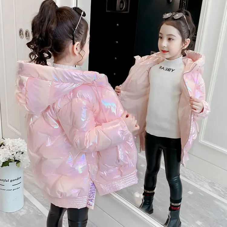 

Children Solid Color Coat Girl Trendy Cotton Clothes Fahion Hooded Outerwear Kids Casual Warm Jacket Kids Winter Pink Coats New