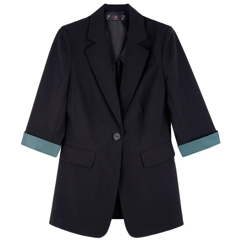 

Sister Fara Office Lady Single Button Blazer Spring Long Sleeve Suit Blazers Solid Autumn Notched Casual Long Female Jacket Coat