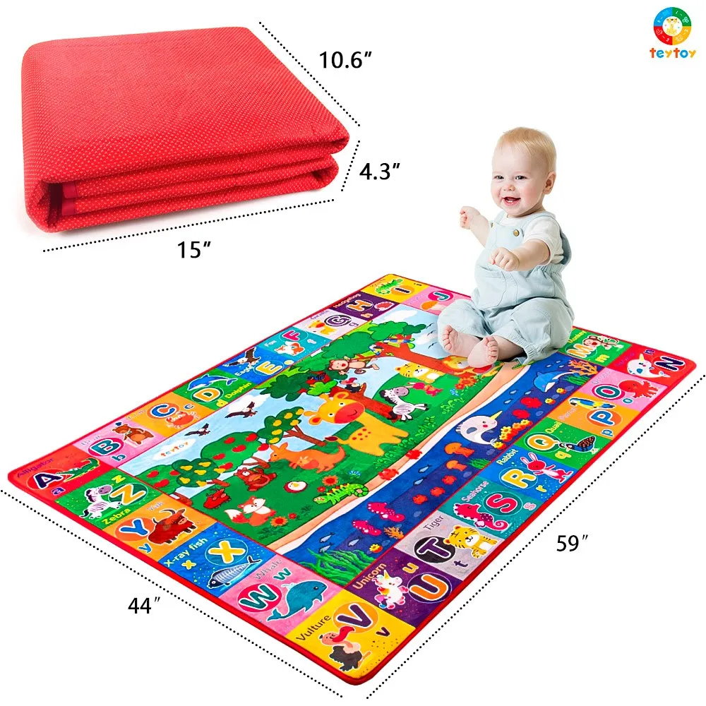 

teytoy Baby Cotton Play Mat, Playmat Baby Crawling Mat for Floor Baby Mat Large Super Soft Extra Thick, Foldable Non-Slip