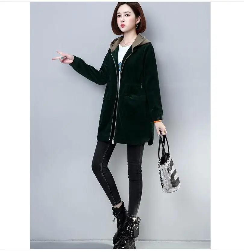 

2021 spring and autumn winter with New style fashion Long sleeve corduroy Women's wei clothing coat