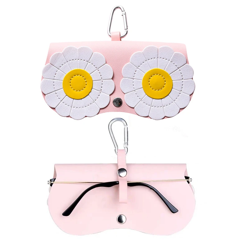 Мультяшные Ins портативные ПУ кожаные солнцезащитные очки Чехол Держатель