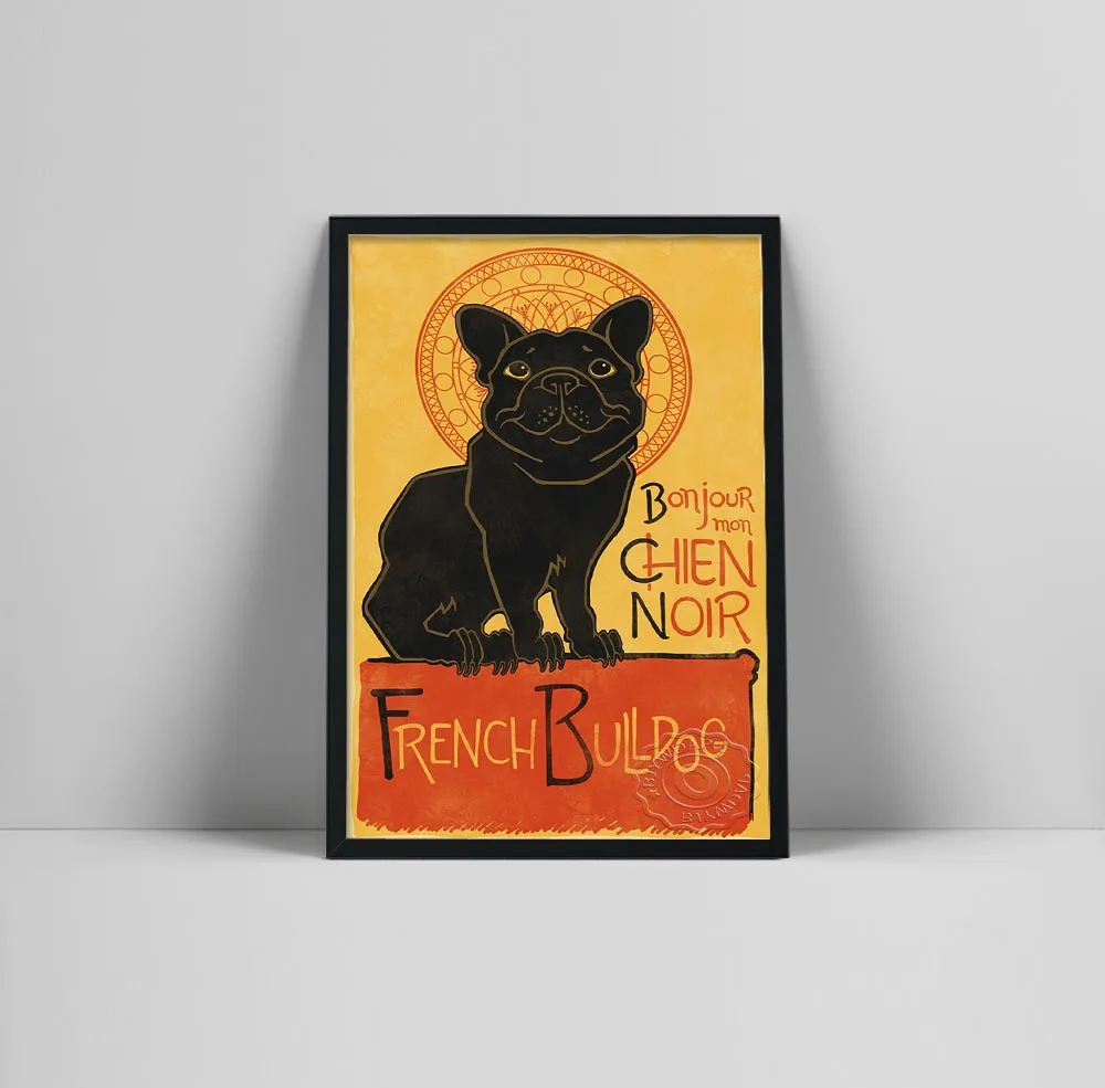 

Retro Chien Noir Dog Print Modern French Bulldog Poster Wall Decor Prints Home Decoration Contemporary Art Picture Painting