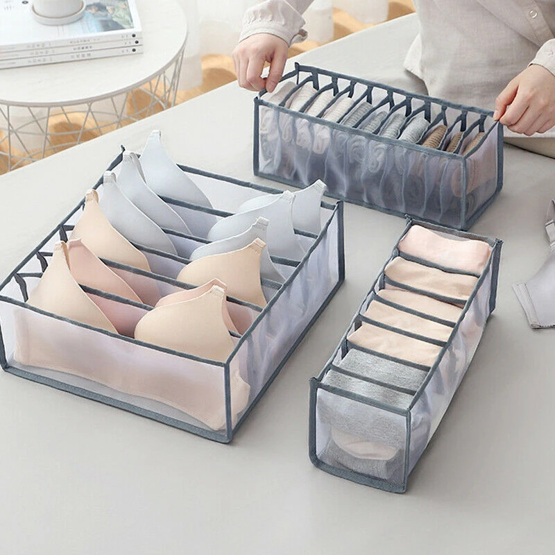 

3Pcs Closet Drawer Underwear Bra Socks Ties Storage Grids Organizer Box Divider