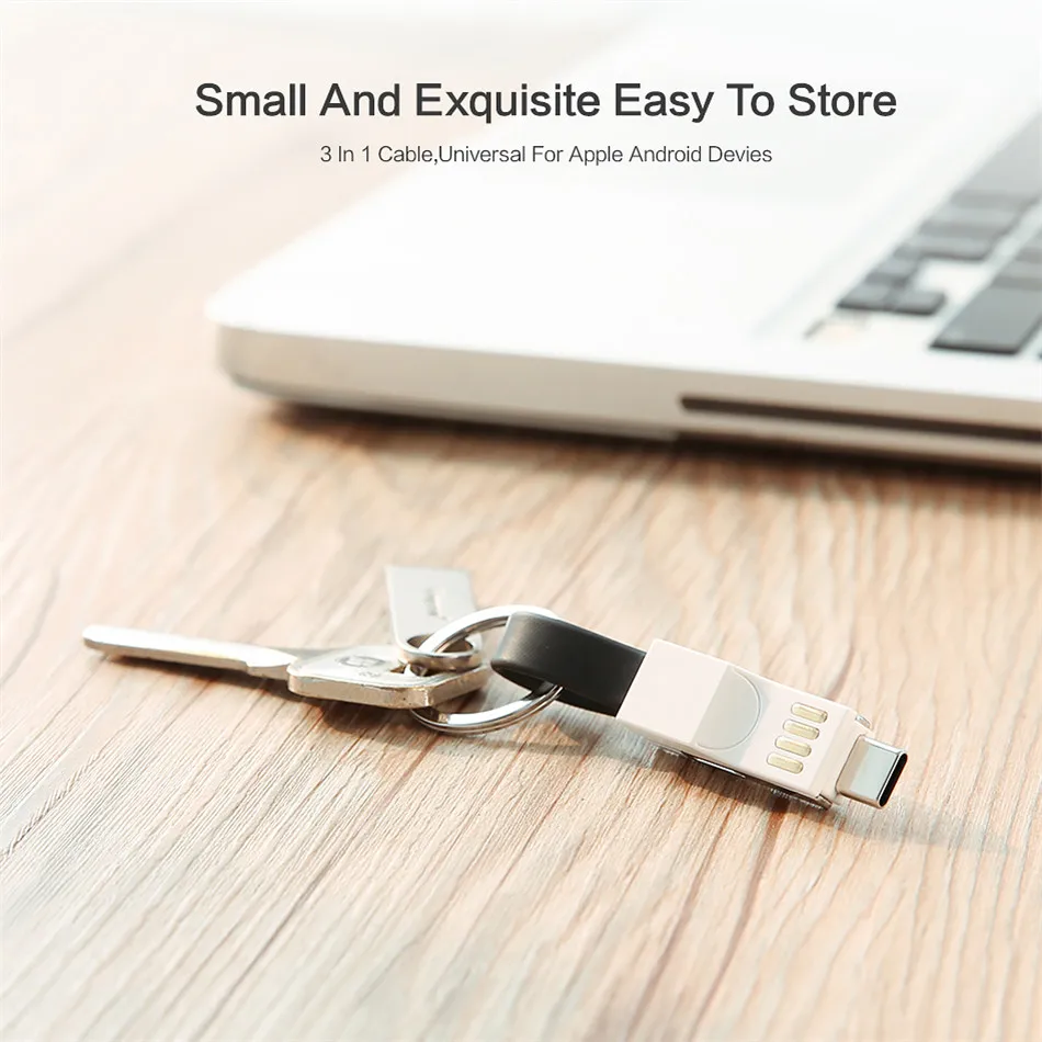 3 в 1 USB кабель Micro Type C 8 Pin для iPhone 11 Pro XR X Samsung Huawei 3A Mini брелок зарядные кабели|Кабели