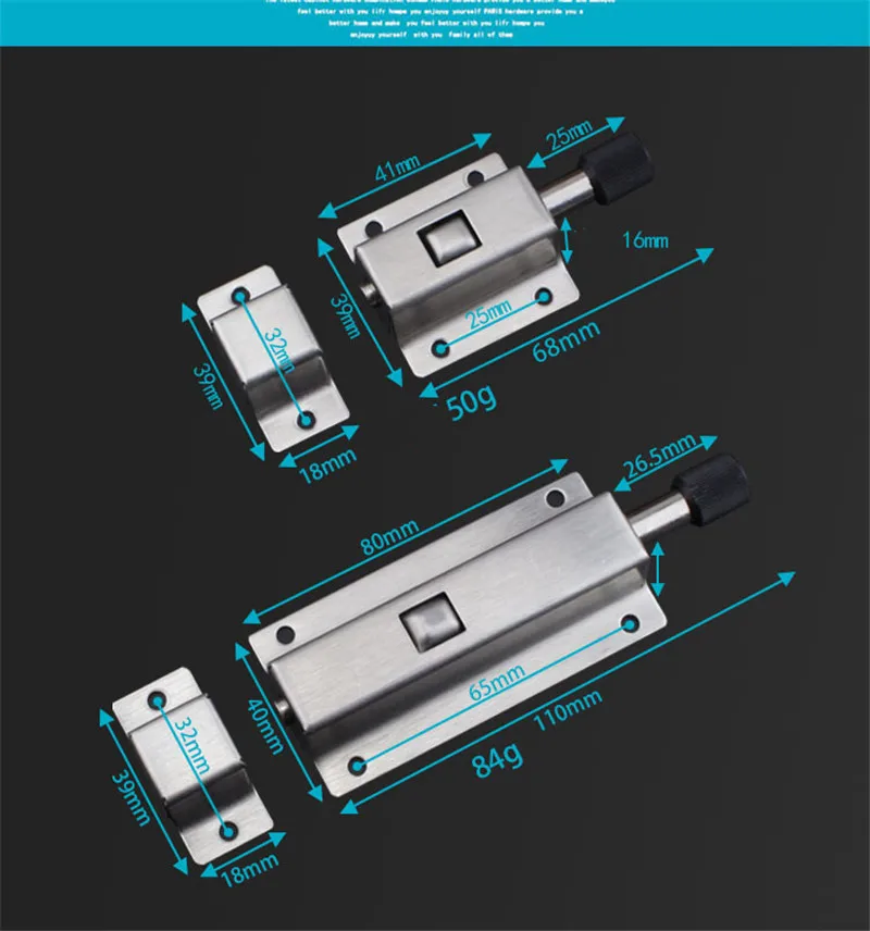 Пружинный дверной замок из нержавеющей стали для ванной и туалета задвижка