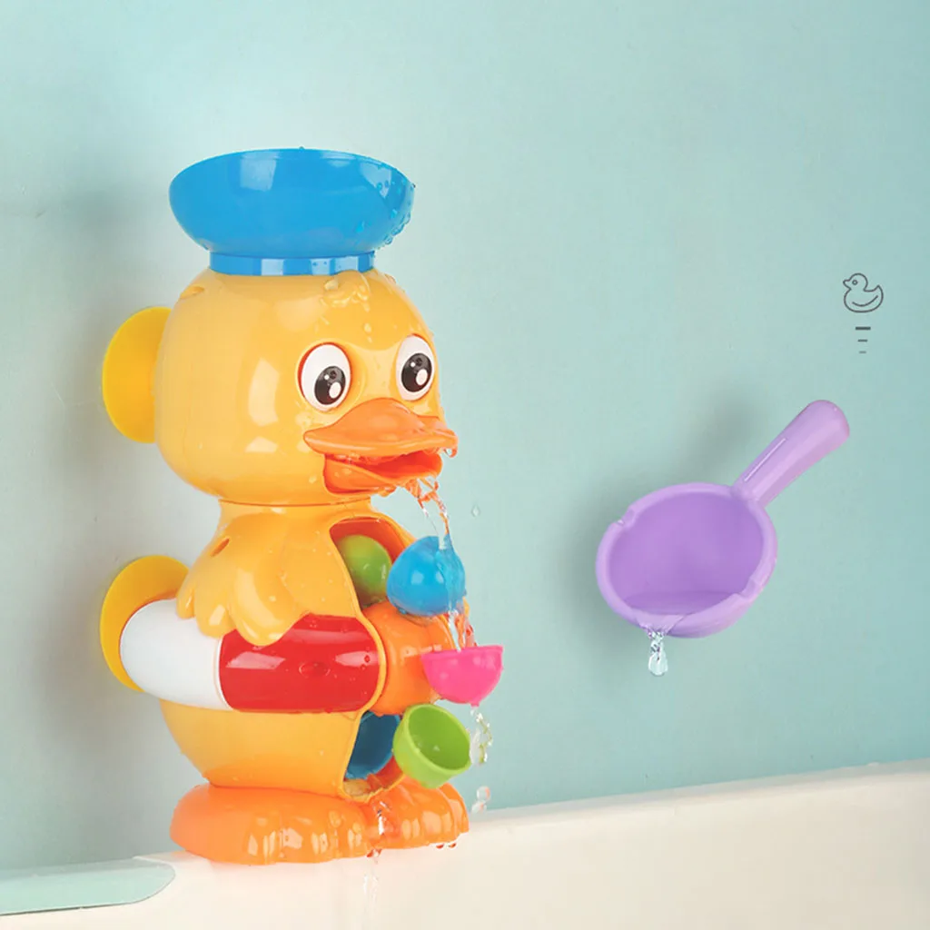 

New Kids Shower Bath Toy Cute Yellow Duck Waterwheel Toys Baby Faucet Bathing Water Spray Tool Dabbling Toy Gifts Bath Toy