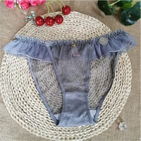 light grey chiffon lace underpants lace low waisted hot transparent traceless and ultra thin see through cotton crotch pants