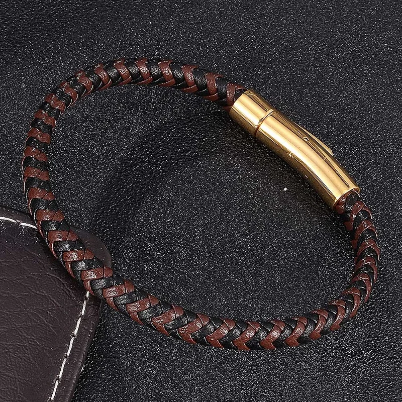 Модный 6 мм черный коричневый кожаный плетеный браслет для женщин 3 цвета
