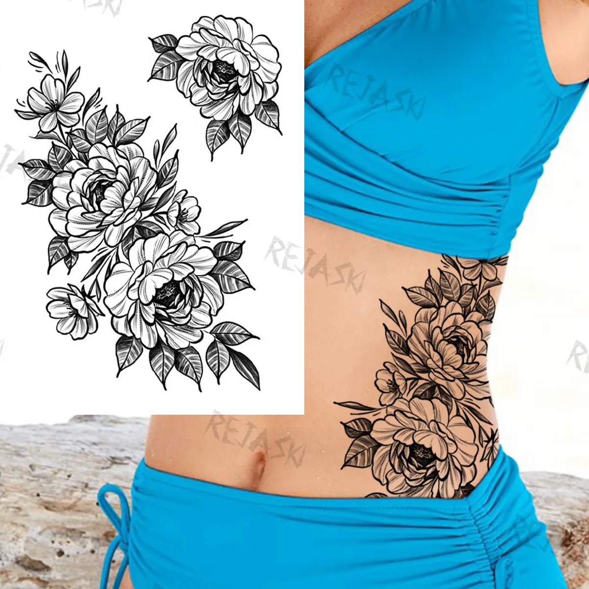 

Wise Owl Mountain Temporary Tattoos For Men Women Realistic Tiger Lion Compass Dahlia Fake Tattoo Sticker Back Arm Tatoos DIY
