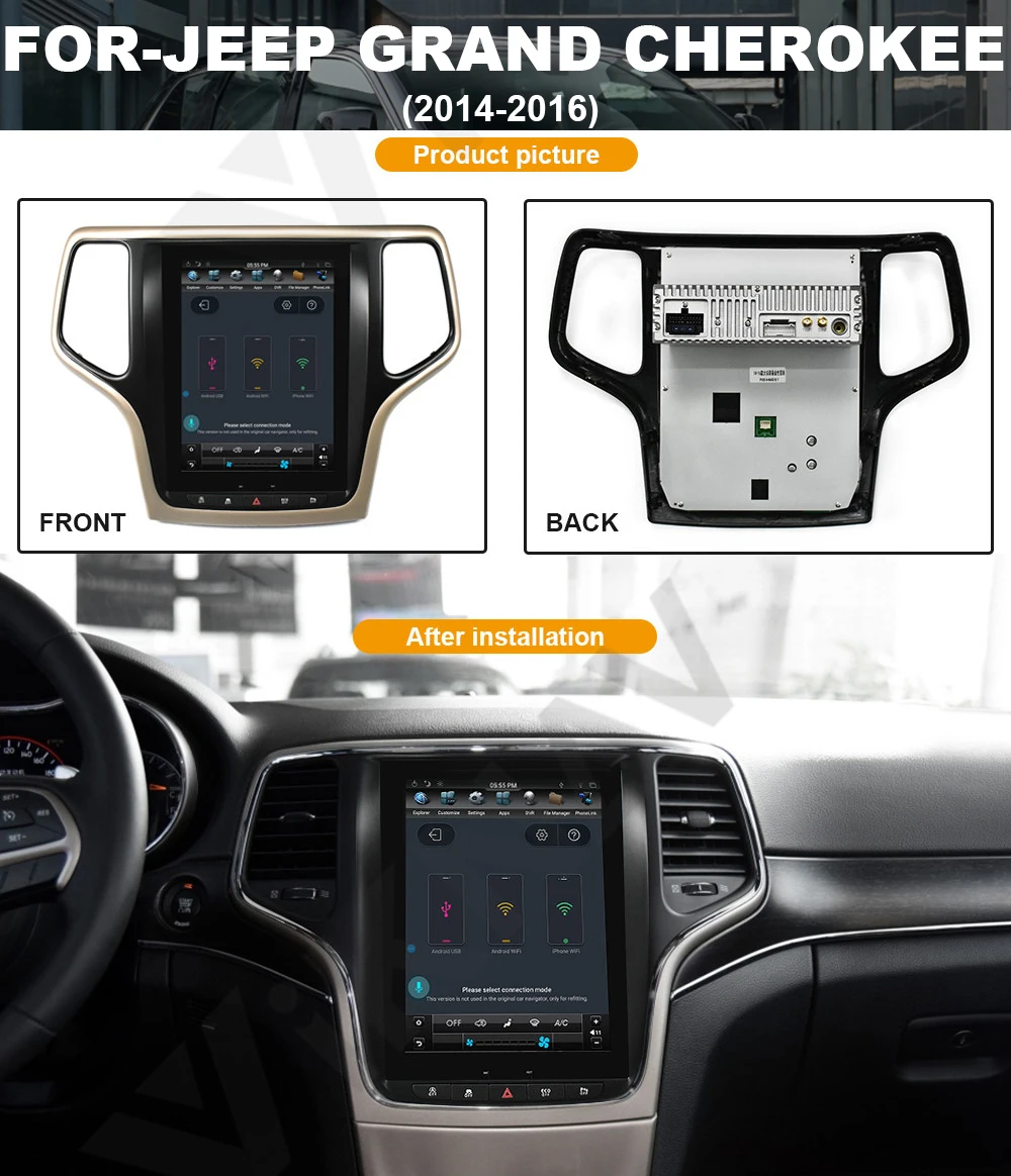 

Автомобильный GPS-навигатор с вертикальным экраном, мультимедийный плеер в стиле Tesla для-JEEP Grand Cherokee 2014-2016