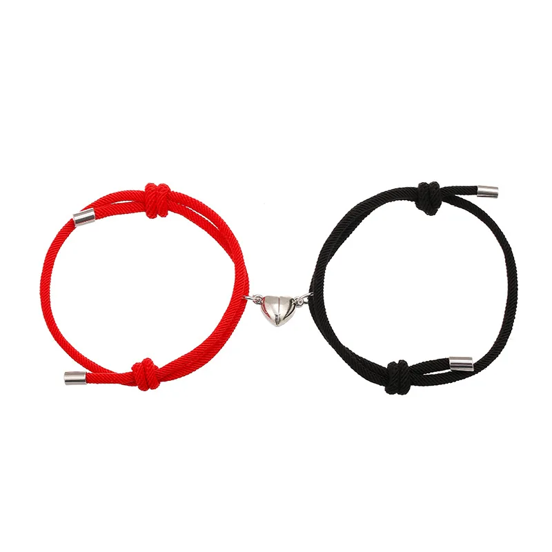 

2Pcs Minimalist Lovers Matching Friendship Bracelet Rope Braided Couple Magnetic Distance Bracelet Kit Lover Keepsake Jewelry