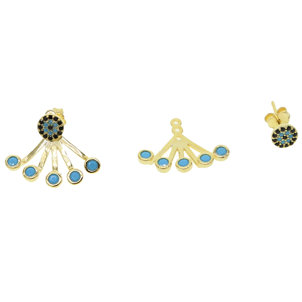 Двухсторонние серьги с камнем Турецкая Дурной глаз очаровательные голубой бирюз