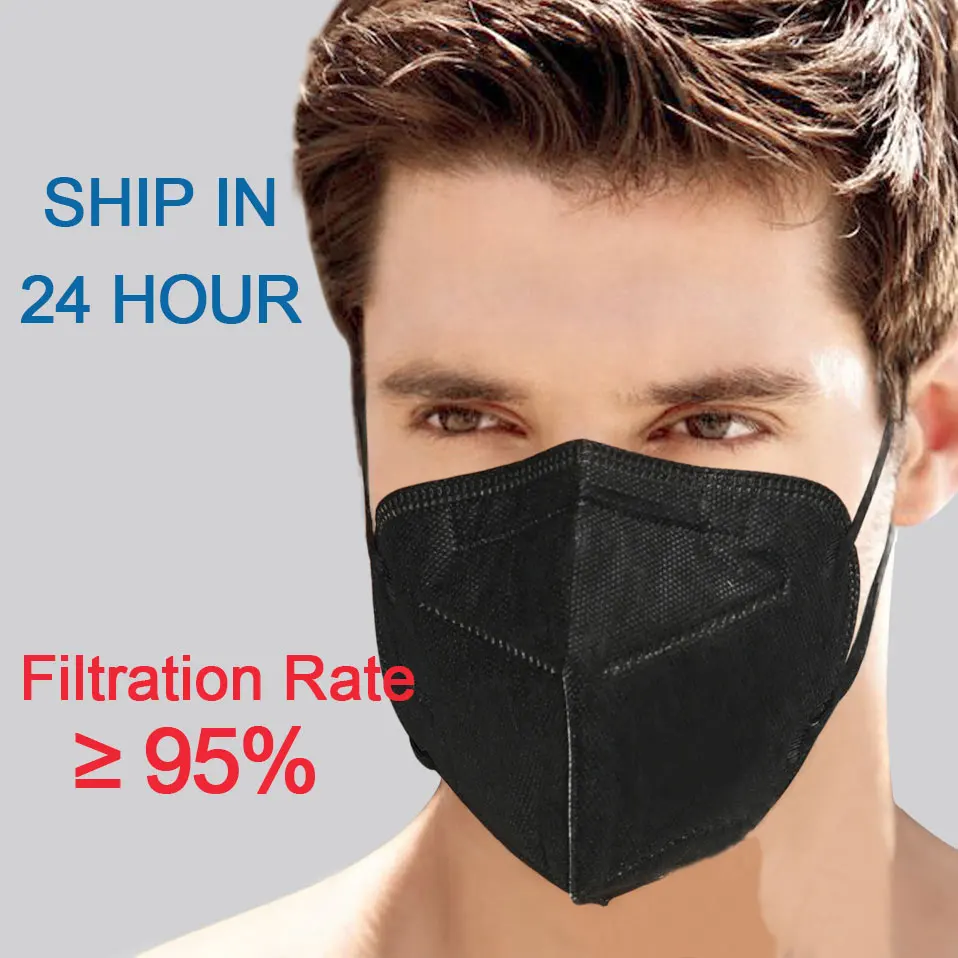 10-200 Pieces Black Multicolor 2163 FFP2 Mascarillas KN95 Fabric Mask 5 Layers Protective Mouth Face Filter Respirator | Безопасность и