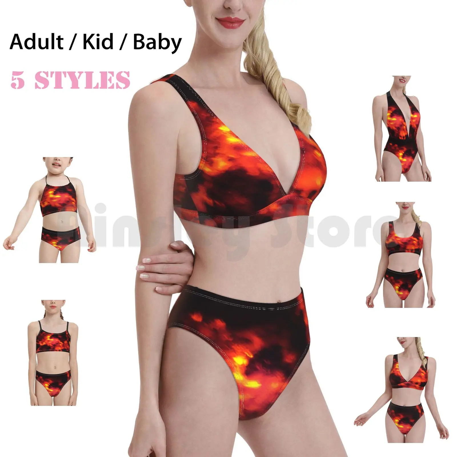 Жвачных купальник бикини на подкладке с высокой талией огонь оранжевом цвете