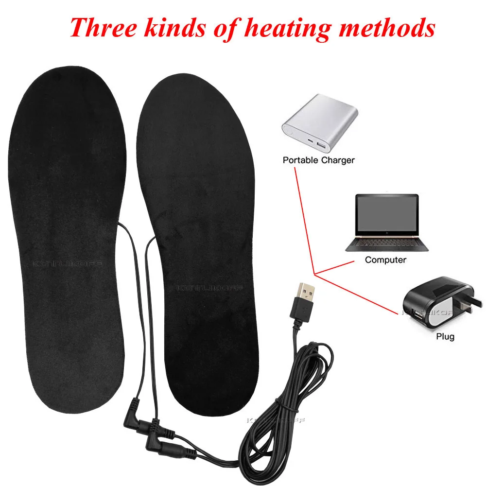 USB Heated Shoe Insoles Electric Foot Warming Pad Feet Warm Sock Pad Mat Electrically Heating Insoles Washable Winter Thermal