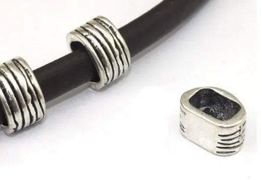 

10 шт./лот 7*11 мм Пряжка для кожаного шнура полоса Большое отверстие из металлического сплава бусины с отверстиями плоские бусины для изготов...