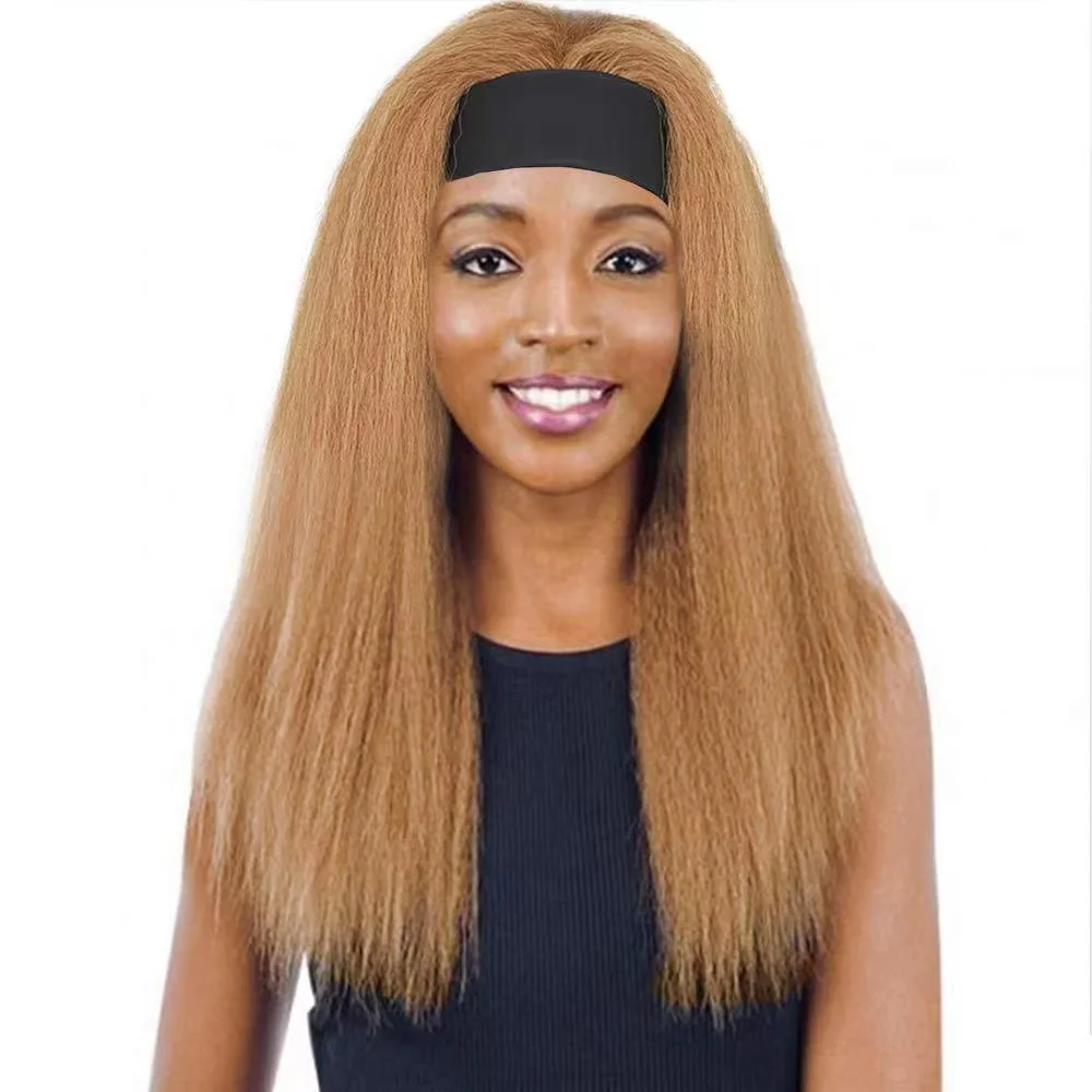 

Странный прямые волосы парик с головной повязкой синтетических бесклеевой парик половина: повязка на голову, бразильские яки парик с голов...