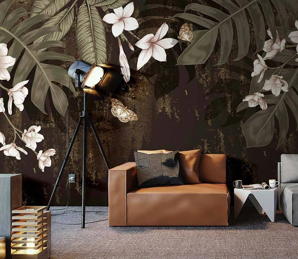 

Custom Size Wallpaper Tropical Plant Banana Leaf Rainforest Decoration Painting Bedroom Decoration wallpaper mural 3d wall for