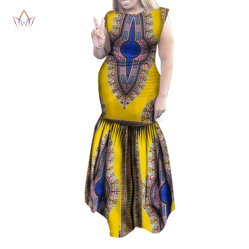 Women Dress Sexy Party Dresses Maxi Dahiki African Print Cotton Sleeveless Ankara Plus Size Clothing WY1570 | Тематическая одежда