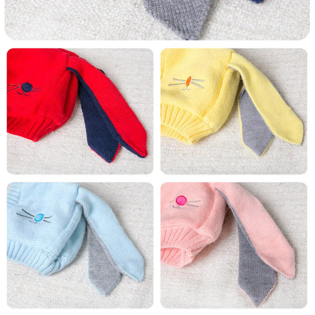 Милая вязанная шапка с очень длинными заячьими ушками бини для мужчин и женщин 0-18