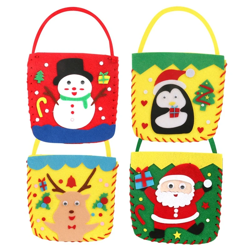 

4 Pieces Fashion Children's Christmas Bag Handmade DIY Creative Material Package Educational Toys Christmas Gifts