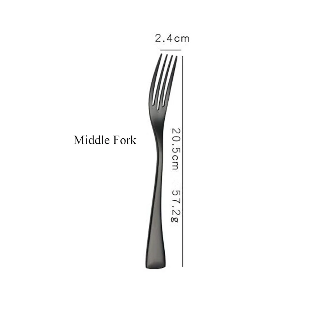 Middle Fork Безупречные блестящие черные столовые приборы набор столовых приборов 18/10 из нержавеющей стали острые кухонные ножи вилки черпаки набор посуды посуда - Цвет: Middle Fork
