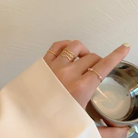 trendy jewelry 5 pcs per set rings popular design gold color hot selling simulated pearl women ring for lady party gifts