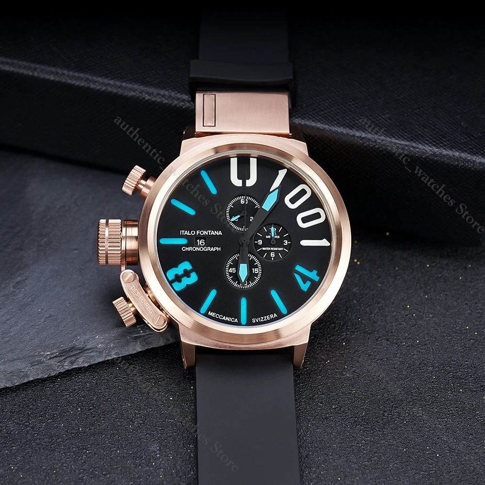 

New Top Brand Watch Luxury Men's UB-1001 Limited Edition 47mm Black Dial Rubber Strap Quartz Chronograph Watch Men Waterproof