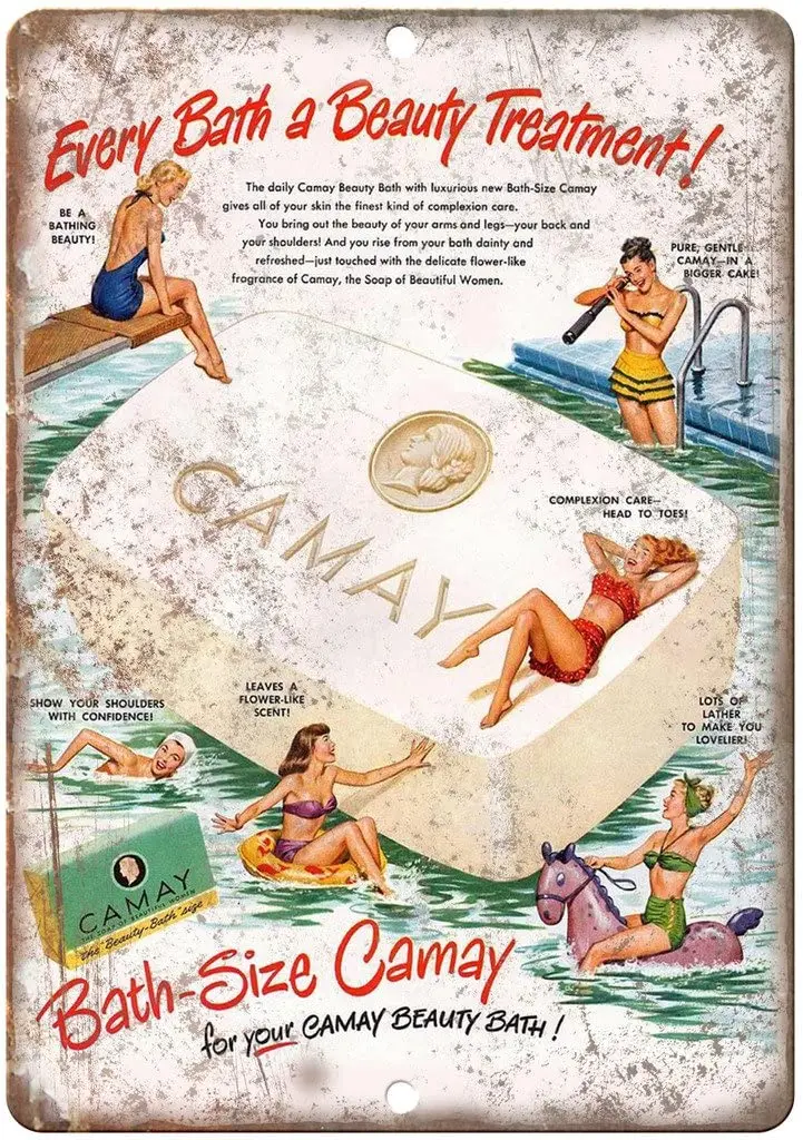 

Camay Beauty Bath Soap Vintage Ad 10" X 7" Reproduction Metal Sign ZF07