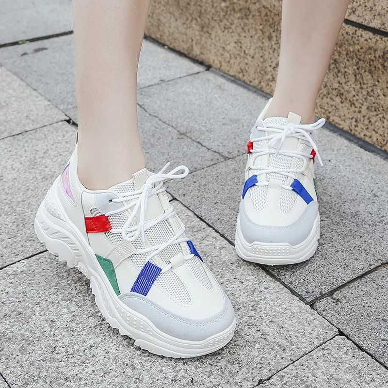 HILYAA/Новинка женские кроссовки на плоской платформе дышащая женская повседневная