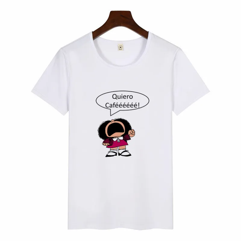 Модная футболка с круглым вырезом Harajuku Милая принтом Toda Mafalda Женские топы
