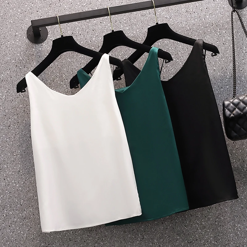 

Black White Chiffon Vest V-Neck Spring Autumn Summer Debardeur Clothes For Women'S Tube Corset Tank Tops Vetement Femme 2021