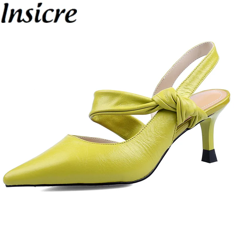 

Женские модельные туфли-лодочки Insicre, с острым носком, на высоком каблуке, с ремешком на пятке, из овечьей кожи, с бантом, плиссированные, под ...