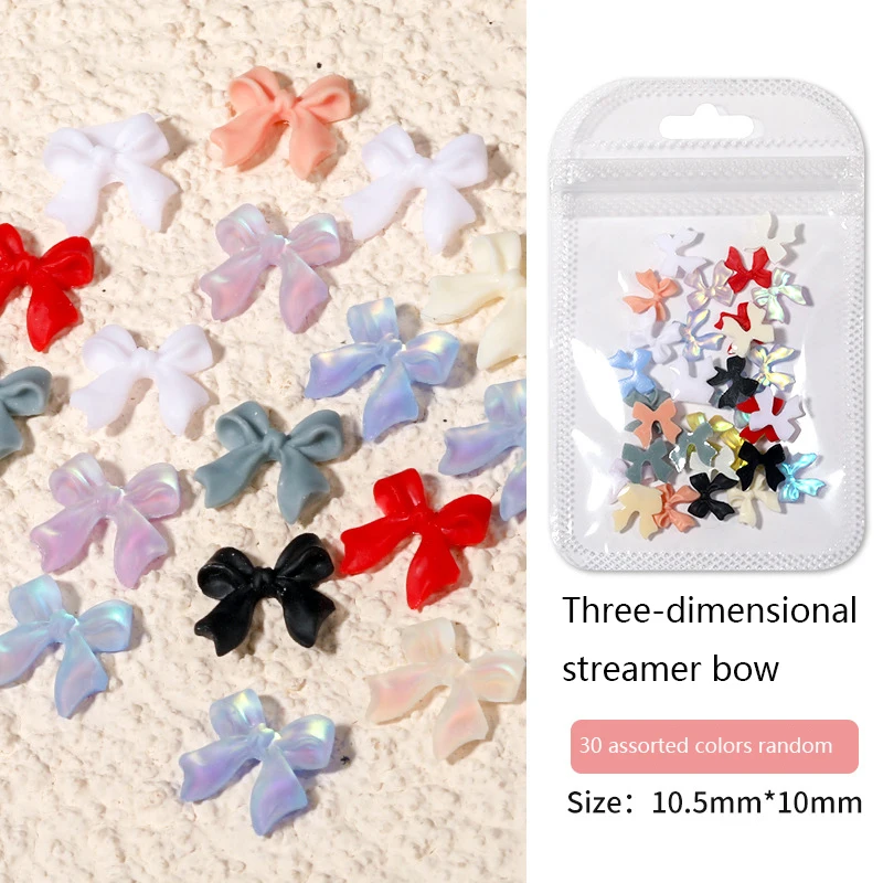 

About 30 Mixed Cute Aurora Skirt/bow Ribbon Acrylic Nail Decoration Nail Glitter DIY Japanese Nail Art Accessories Wholesale Hot