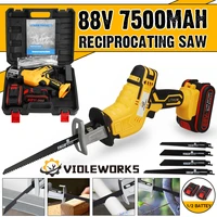 88v rechargeable cordless reciprocating saw 4 blades metal cutting woodworking tool kit electric saw with 12 li ion battery