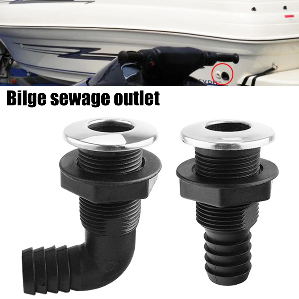 

20/25mm Nylon Plastic Thru-Hull Bilge Fitting With Stainless Steel Rim Bilge Pump Aerator Hose Boat Marine Yacht RV Accessories