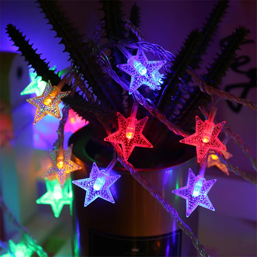 Multicolor Thrisdar, 1,5 м, 3 м, 6 м, 10 м, светодиодный гирлянда со звездами, гирлянда, светильник на батарейках, для свадьбы, вечеринки, Мерцающая звезда, Рождественский Сказочный светильник - Испускаемый цвет: Multicolor