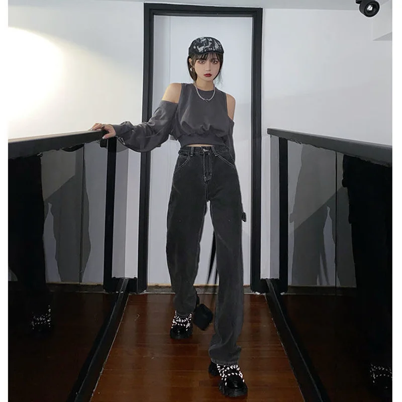 2023 High Waist Loose full length Mom Jeans For Women Plus Size Harajuku Straight Wide Leg Clothes trousers Boyfriend Jeans