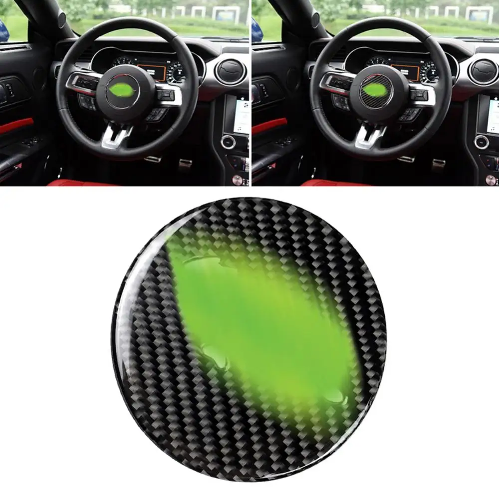 

50%HOT Carbon Fiber Car Interior Steering Wheel Cover Sticker Decor for Ford Mustang