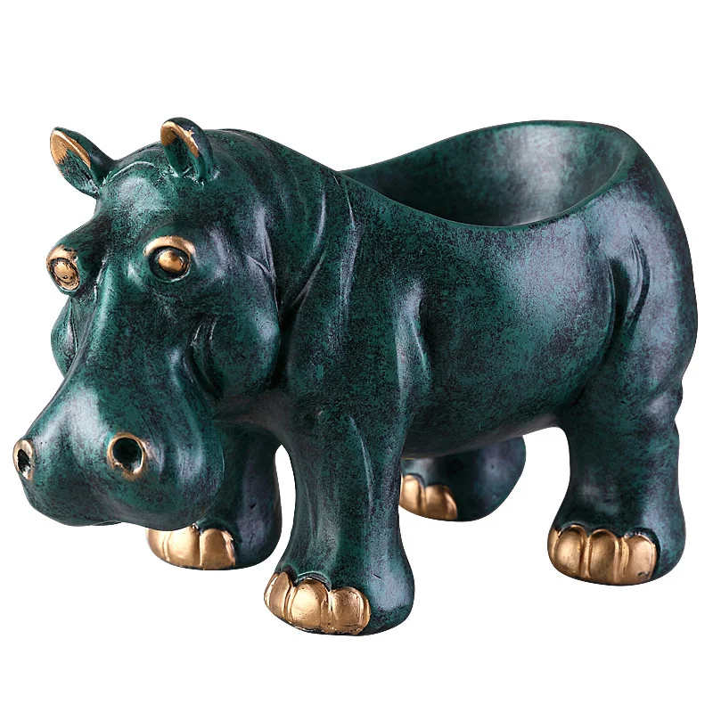 

Hippo Statue Home Decor Cabinet Key Storage Resin Decoration Accessories Living Room Creative Decoration Wine Cabinet Shoe
