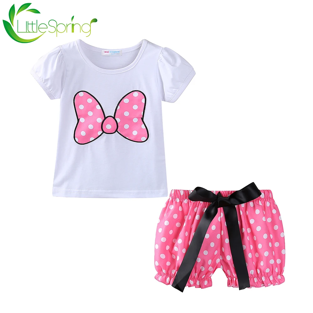 Летняя одежда LittleSpring наряды для маленьких девочек милый комплект одежды в