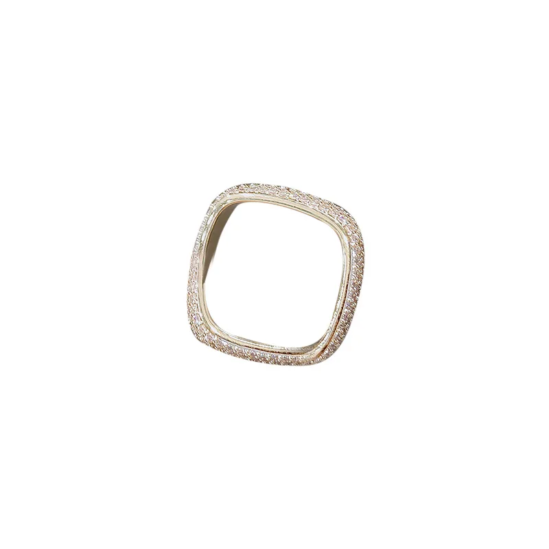

New small square ring female Japanese and Korean design simple fashion personality ring net celebrity square index finger ring