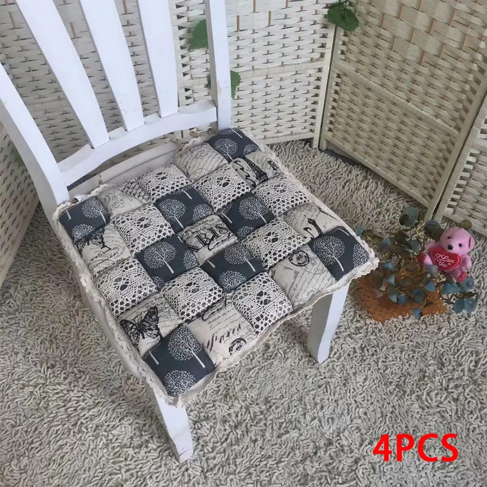 4 шт. Нескользящие винтажные Цветочные накладки на сиденья подушка стул сиденье